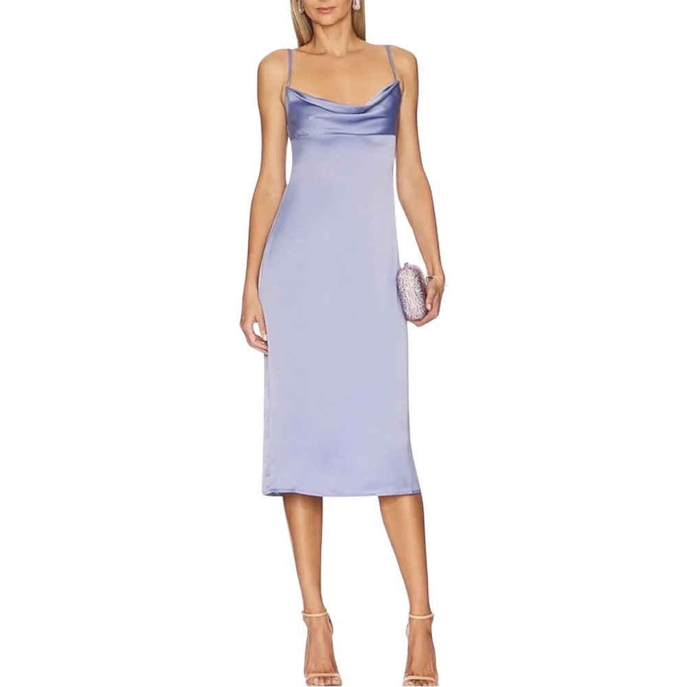 NWT WEWOREWHAT Cowl Satin Charmeuse MIDI Dress